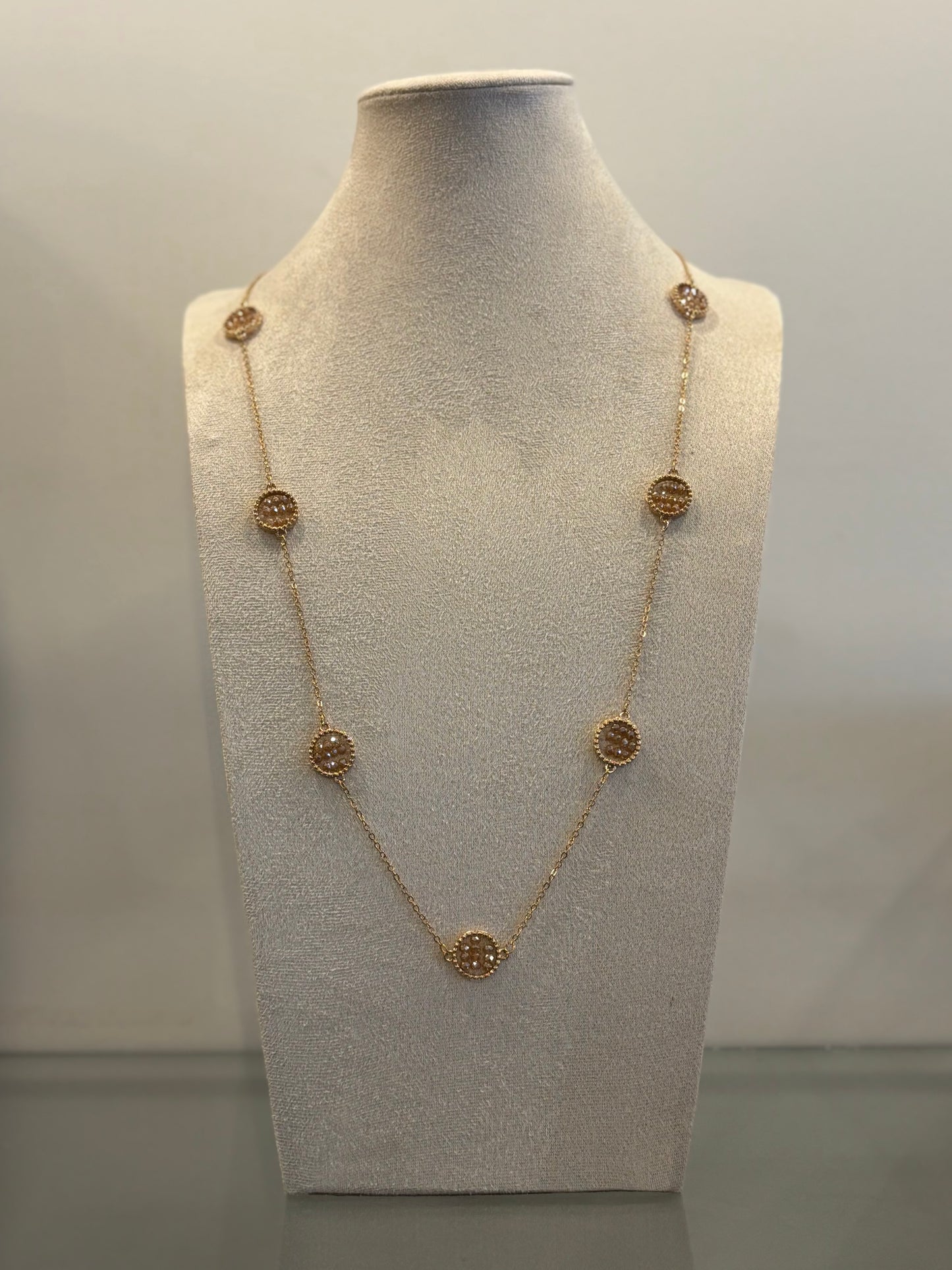 Pink Crystal Long Necklace