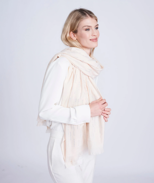 Pia Rossini Cream Cashmere Feel Diamonteé Scarf