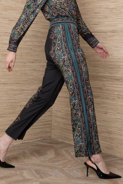 Hale Bob Black & Green Printed Trousers