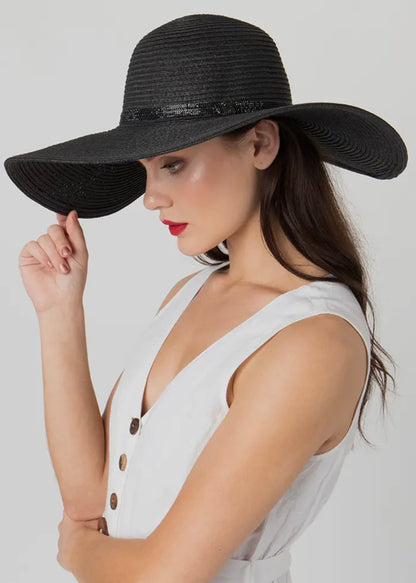 Black Sparkle Sun Hat
