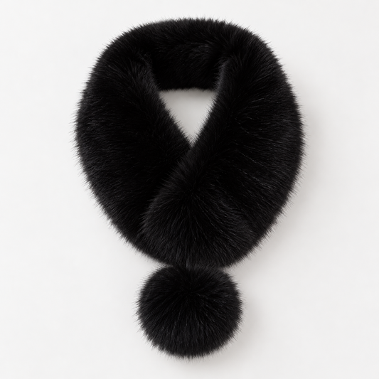 Faux Fur Collar magnetic Fasten Scarf In Black