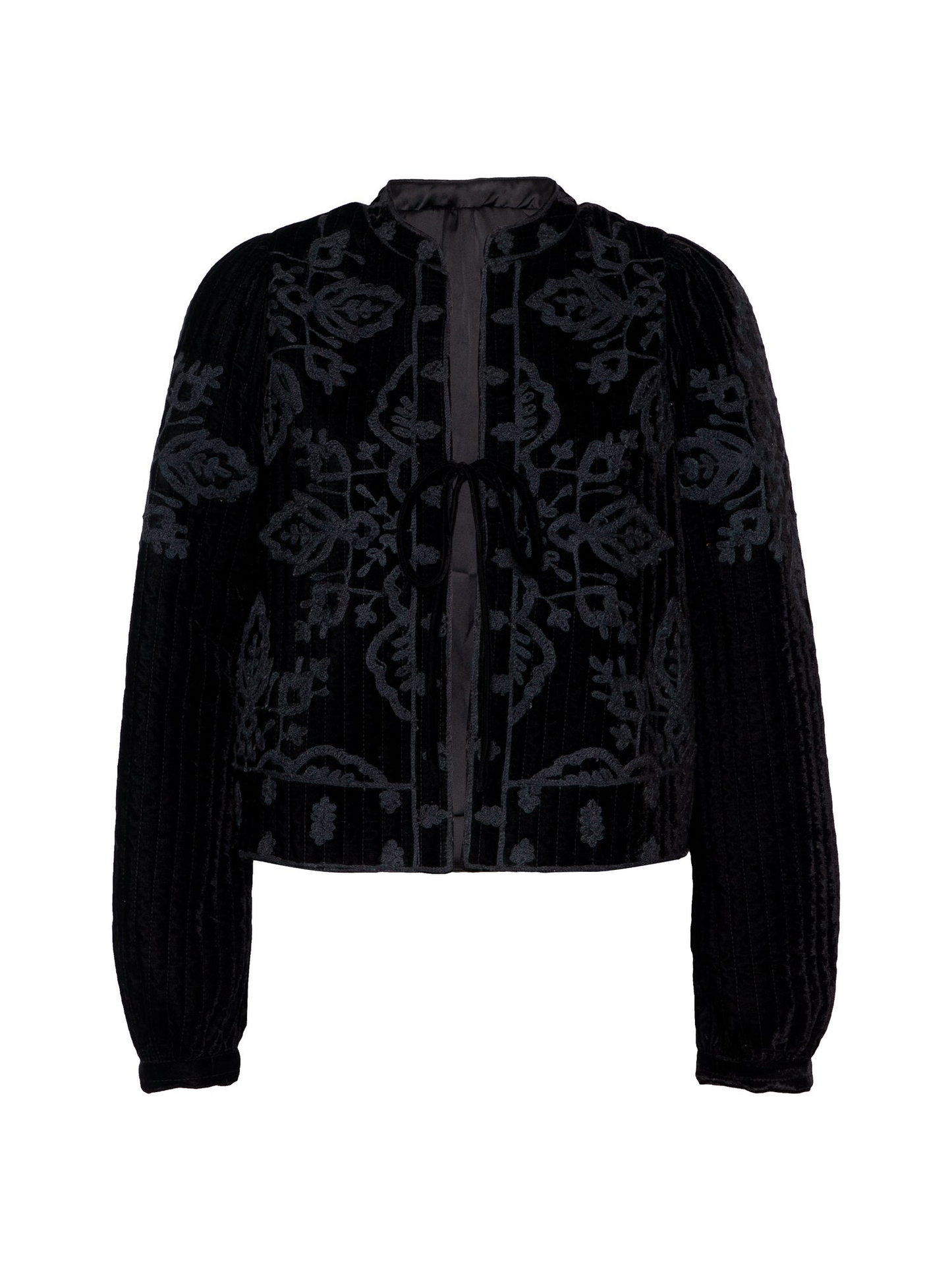 Rose & Nancy Lori Black Velvet Embroidered Quilt Jacket