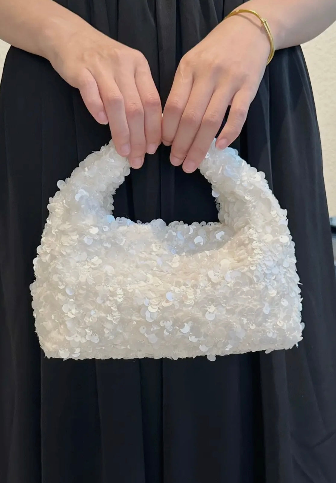 White Sequin Evening Clutch Bag