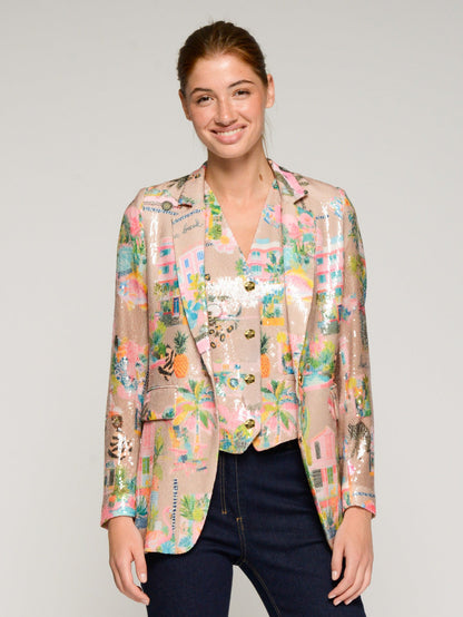 Vilagallo Multicoloured California print sequin Waistcoats