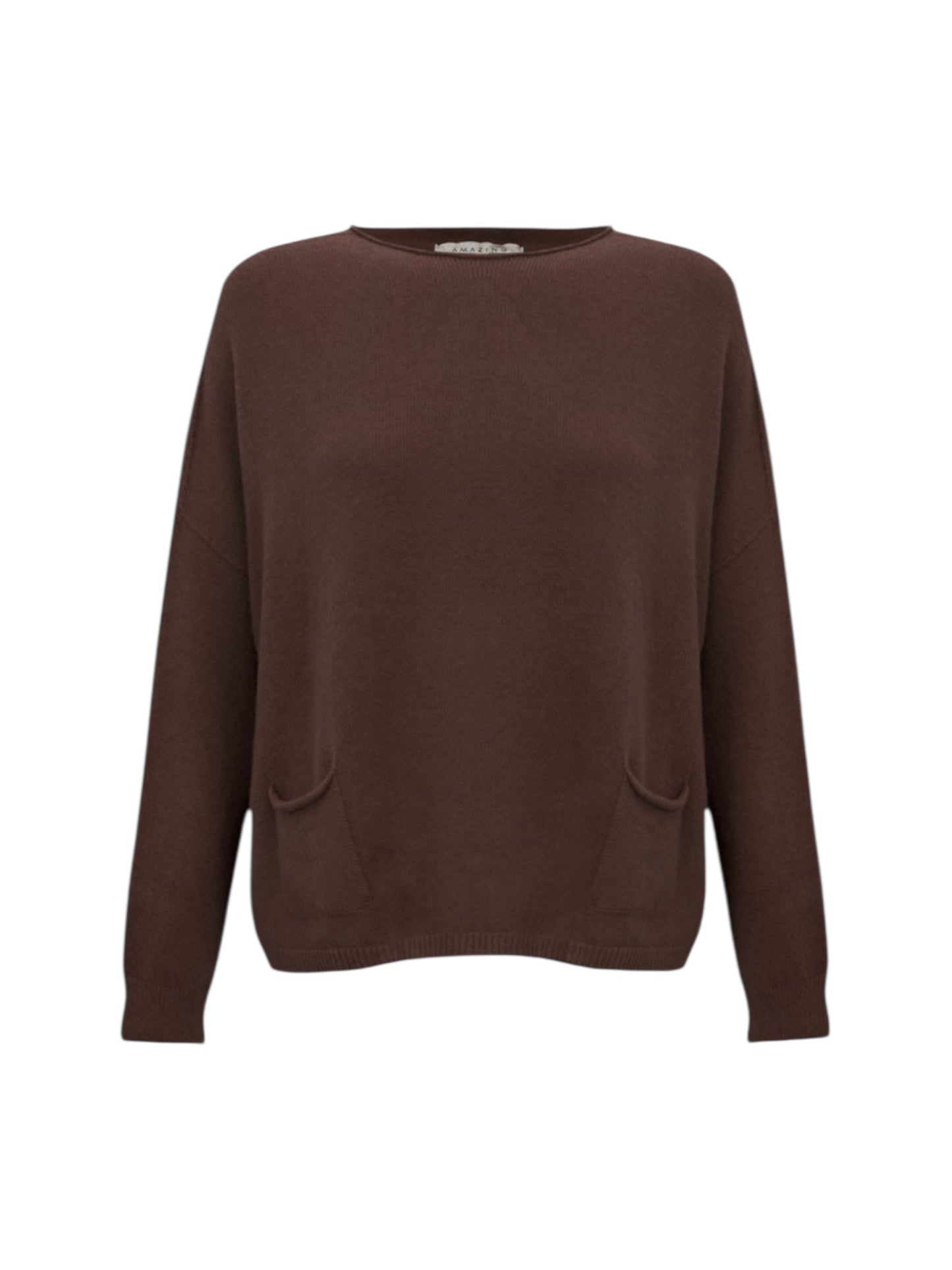 Amazing Woman Jodie Front Pocket Supersoft Knit Jumper In Expresso