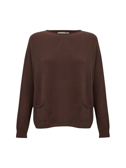 Amazing Woman Jodie Front Pocket Supersoft Knit Jumper In Expresso