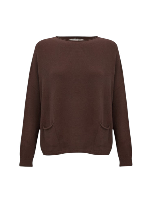 Amazing Woman Jodie Front Pocket Supersoft Knit Jumper In Expresso
