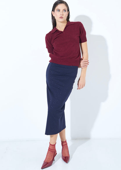 Navy Sparkle pencil skirt