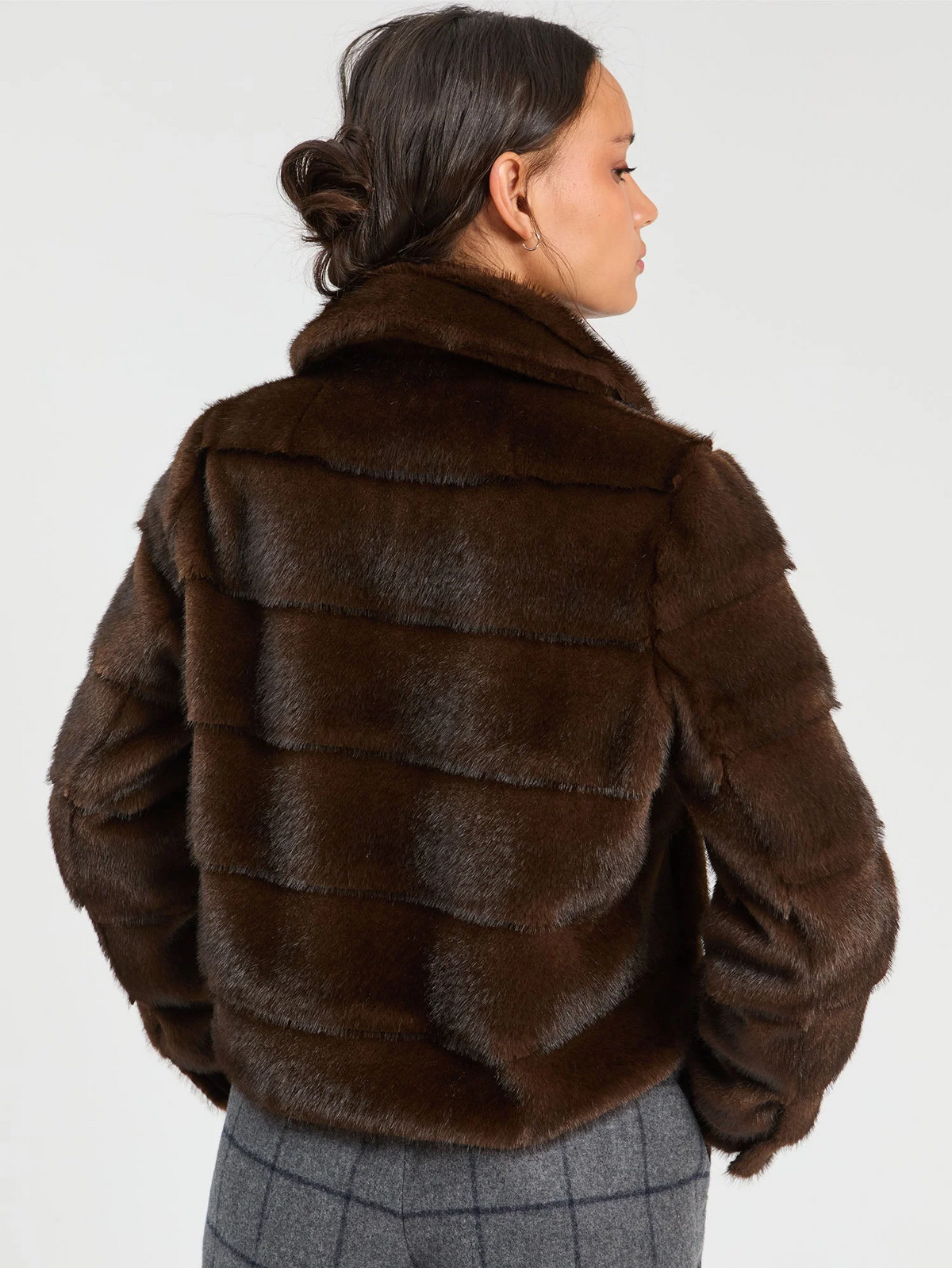 Vilagallo Brown Faux Fur Jacket