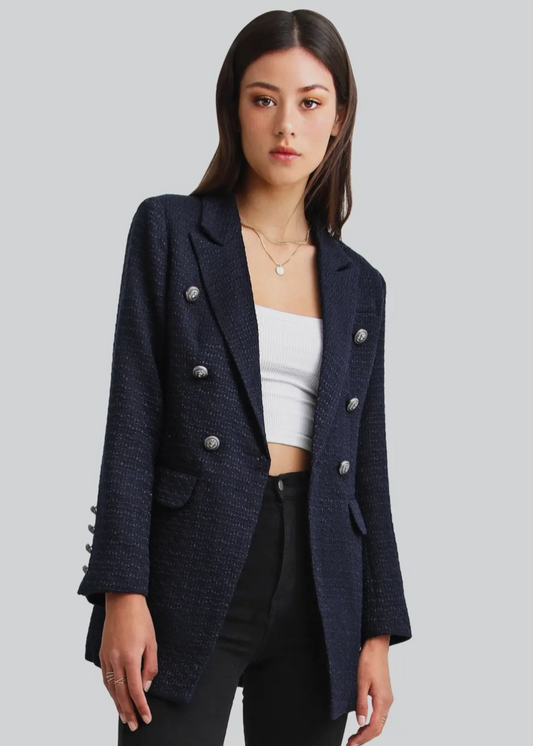 Belle & Bloom Textured Weave Blazer In Navy