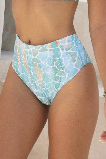 Sophia Alexia Aqua Pebbles Triangle Bikini Top & High Rose Bottoms Set