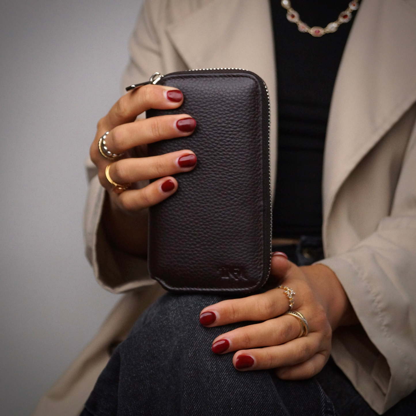 Leather Jewellery Case In Dark Brown