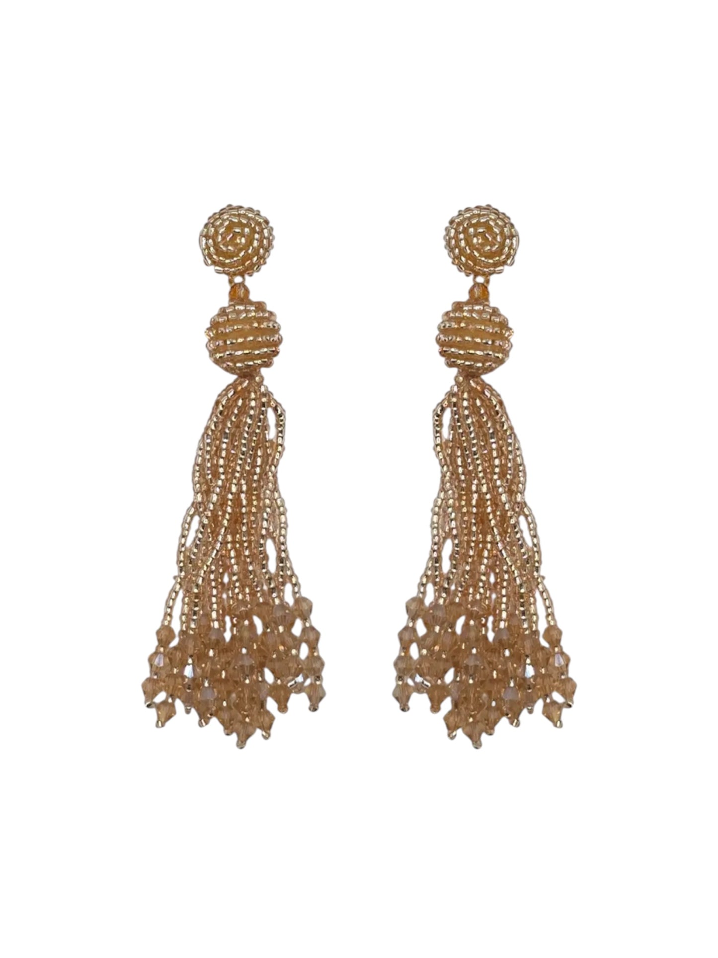 Peach Crystal Tassel Earrings