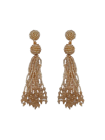 Peach Crystal Tassel Earrings