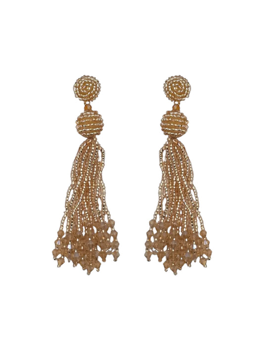 Peach Crystal Tassel Earrings