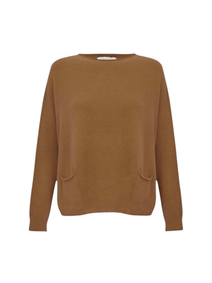 Amazing Woman Jodie Front Pocket Supersoft Knit Jumper In Toast