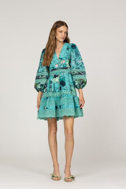 INOA Flora Green Mini Bavarian Dress