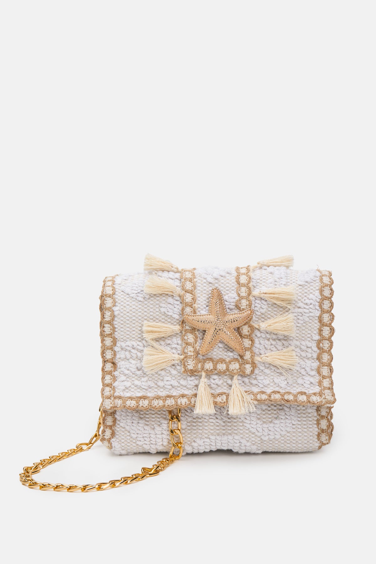 Sorena Greece Summer Kilim Clutch With Strap In White