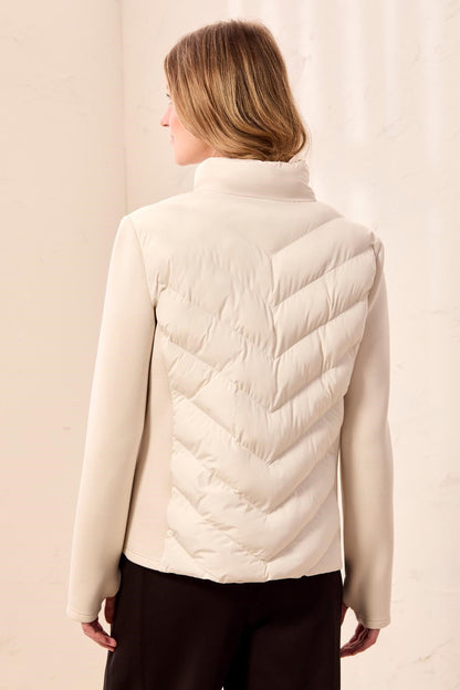 TRIBAL Water Repellent Hybrid Puffer Jacket With Hood In Moonstone