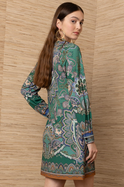 Hale Bob Green Paisley Print Jersey Dress