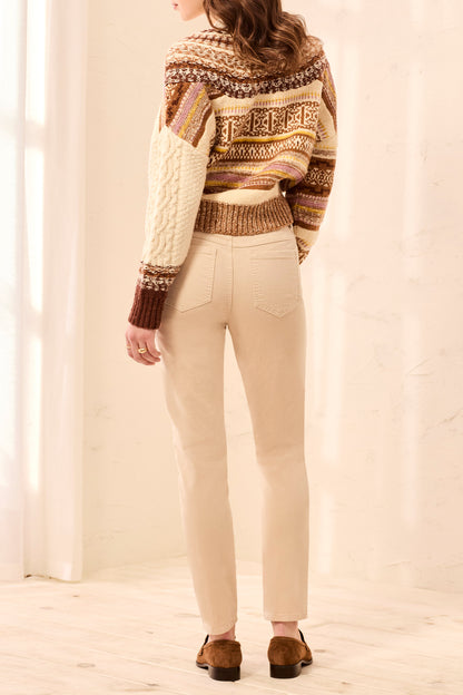 TRIBAL Cord Stretch Trousers In Antique White