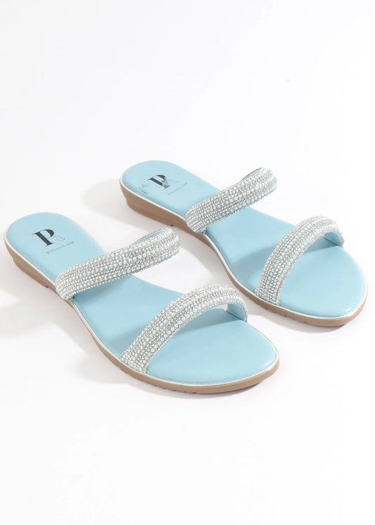Double Strap Silver Sparkle Sandals