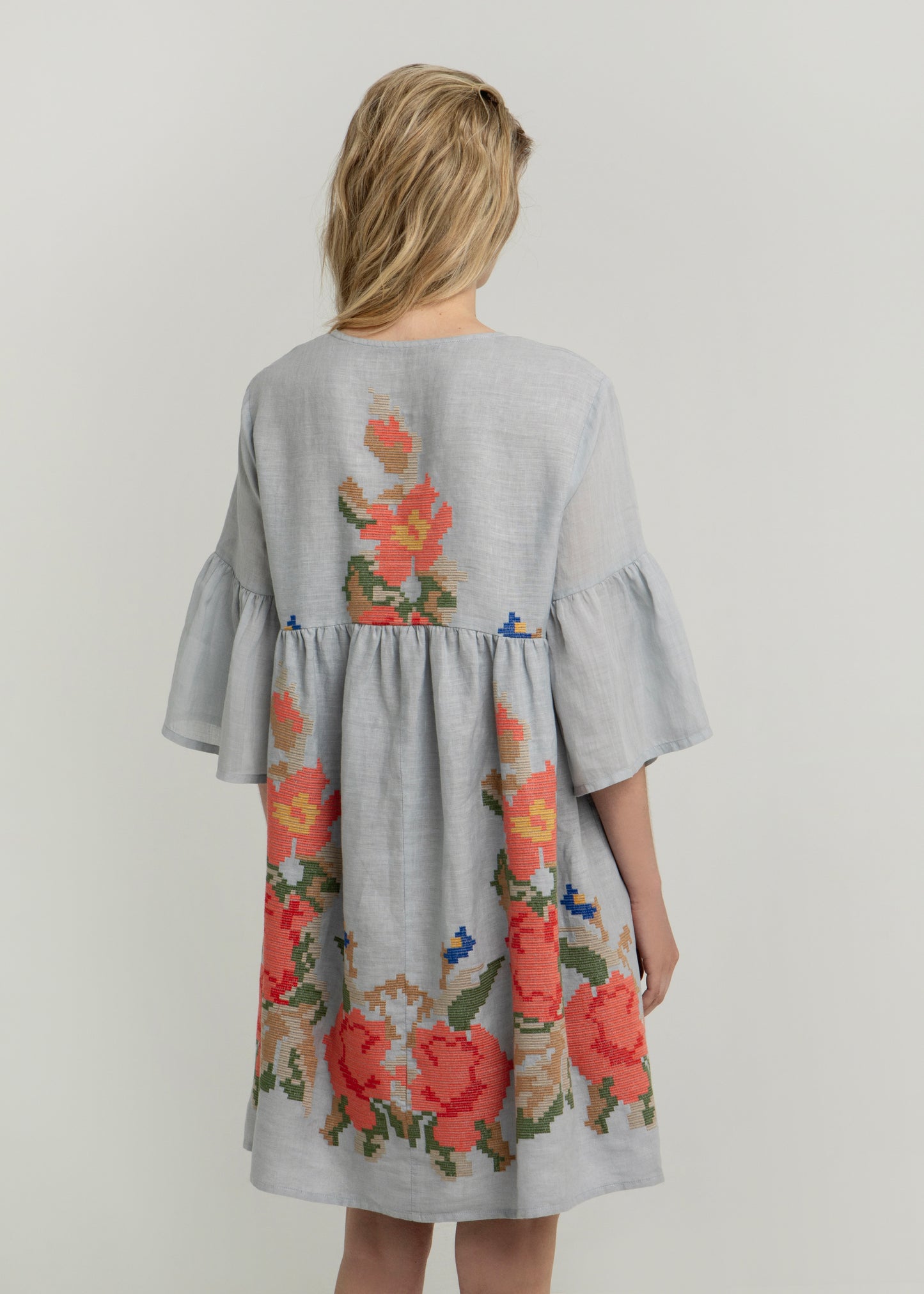 Greek Archaic Kori Rose Dress In Blue