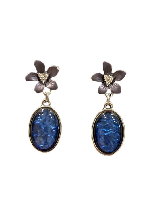 Blue Stone Flower Earrings