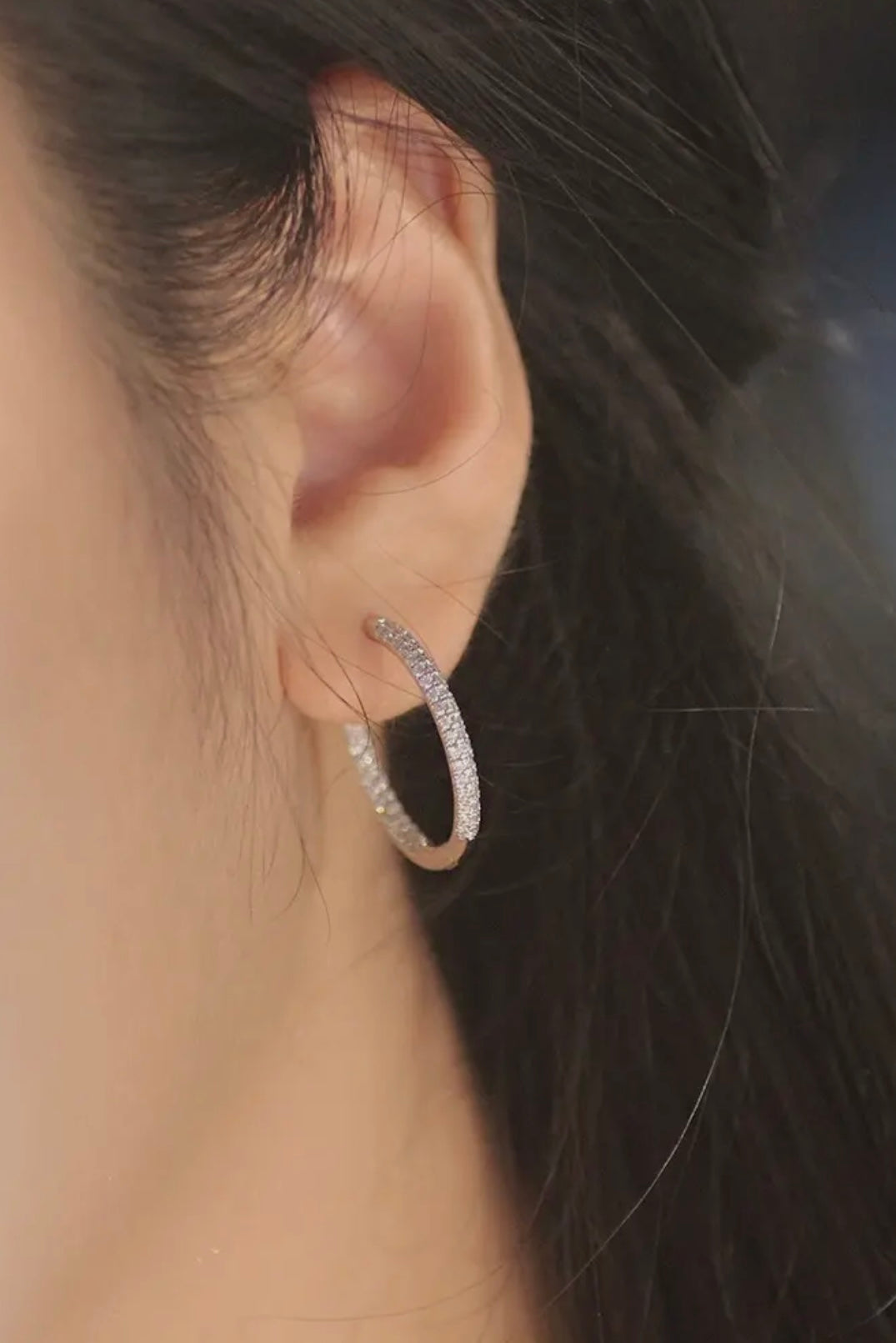 Diamanté Hoop Earrings In Silver