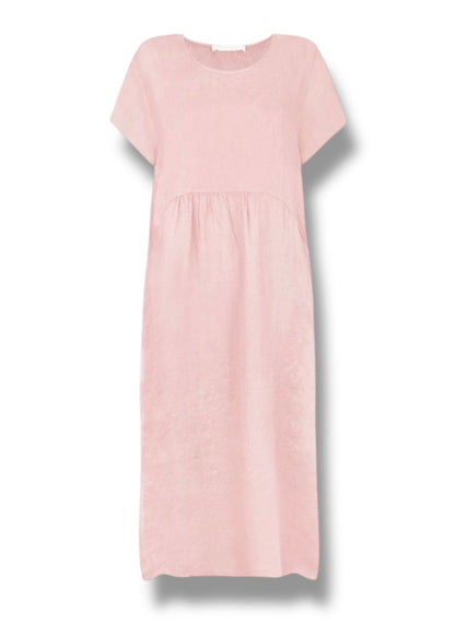 Amazing Woman Linen Dress In Pink
