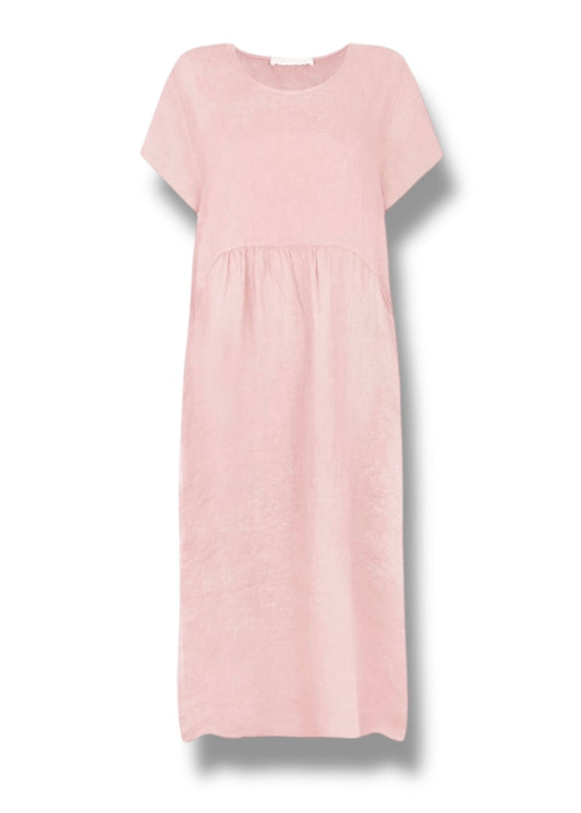 Amazing Woman Linen Dress In Pink
