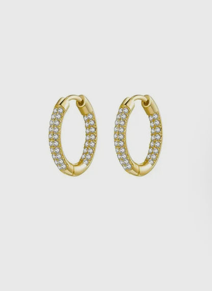 Diamanté Hoop Earrings In Gold