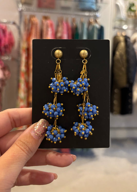 Blue Crystal Dangle Earrings