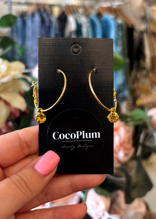 Mini Yellow Jewel Hoop Earrings