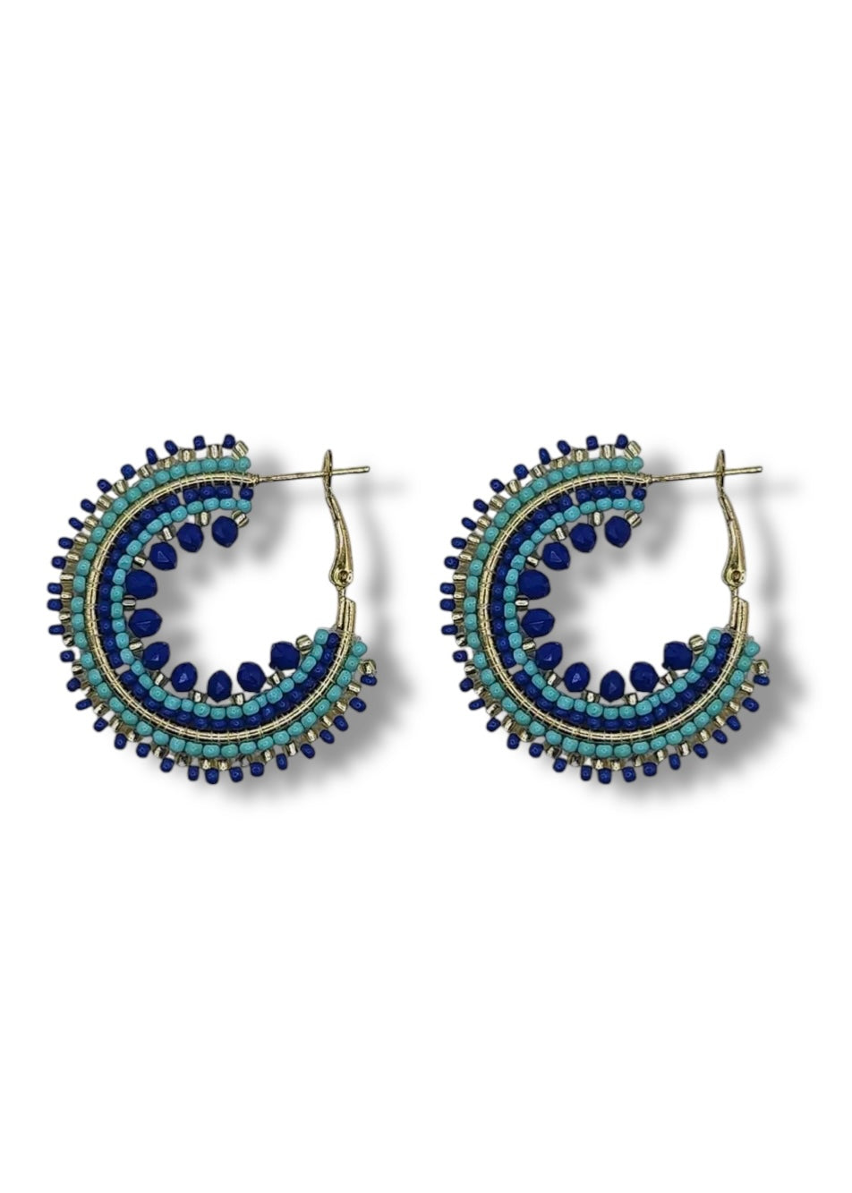 Capri Blue Beaded Mini Hoop Earrings