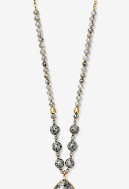 Wild Spirit Grey Beaded Long necklace