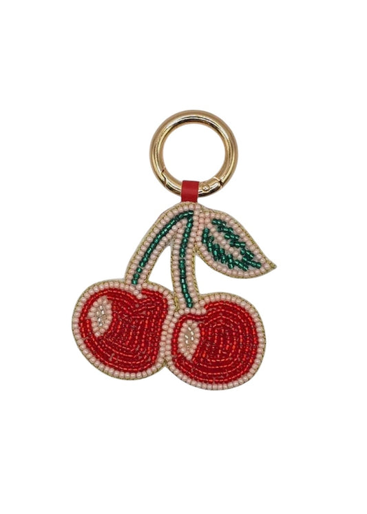 Cherry Beaded Keyring