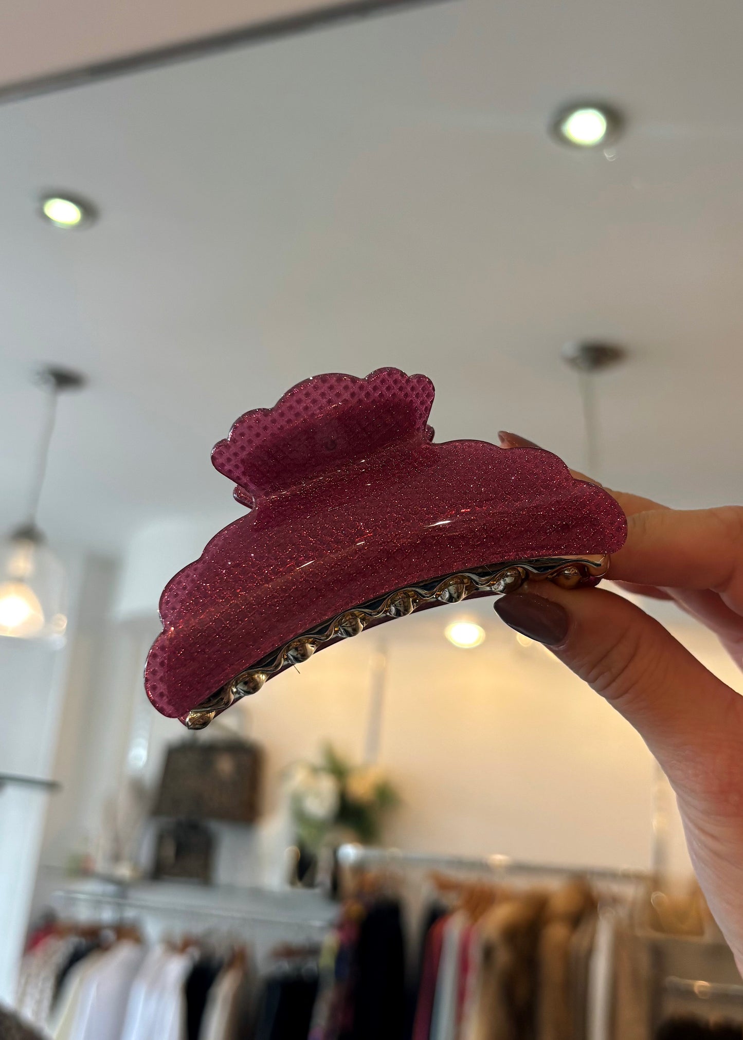 Sparkly Hair Claw Clip In Purple Pink