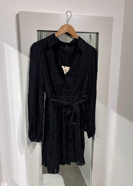 Black Devore Skater Style Dress