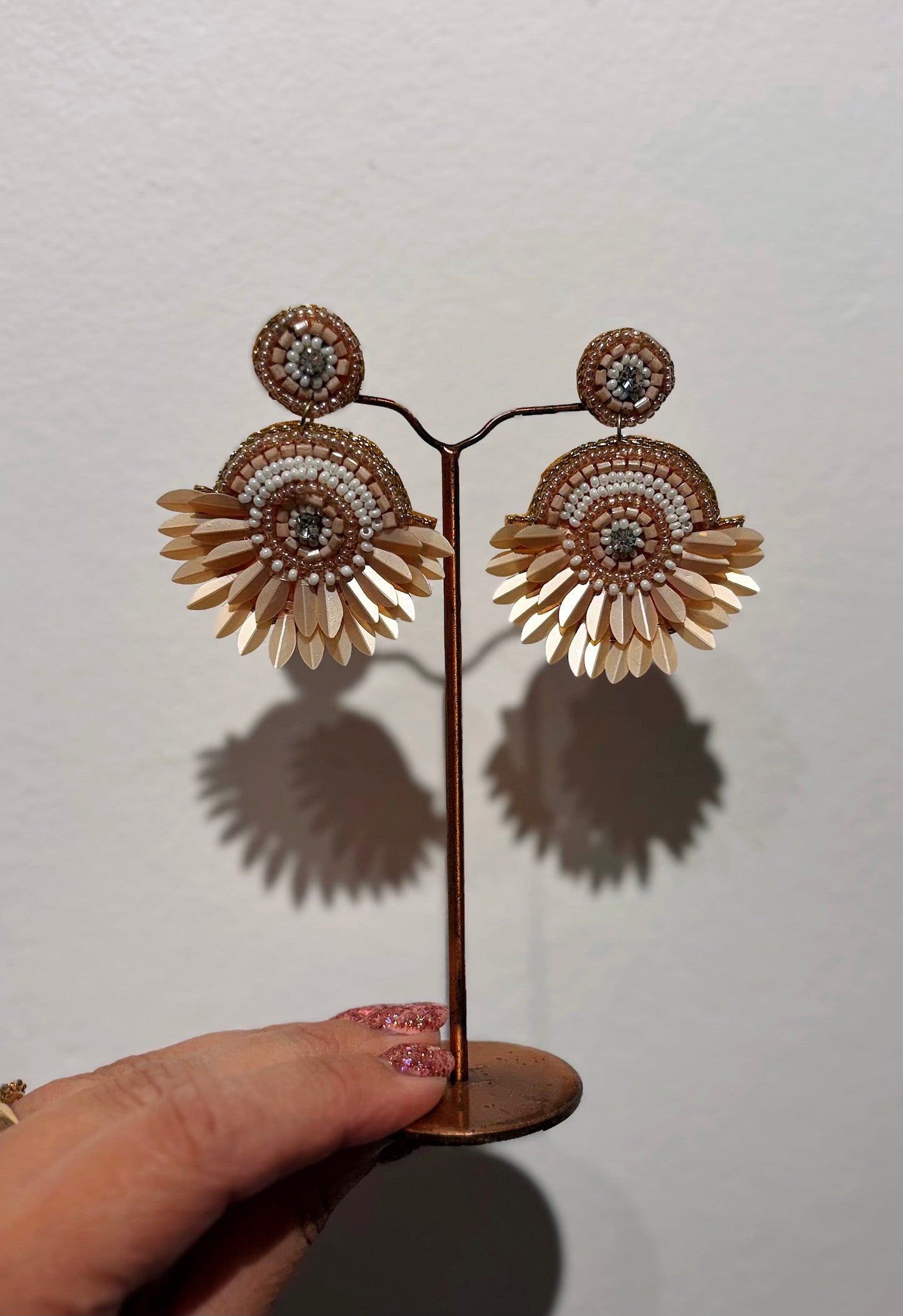 Pink diamonté Beaded Earrings