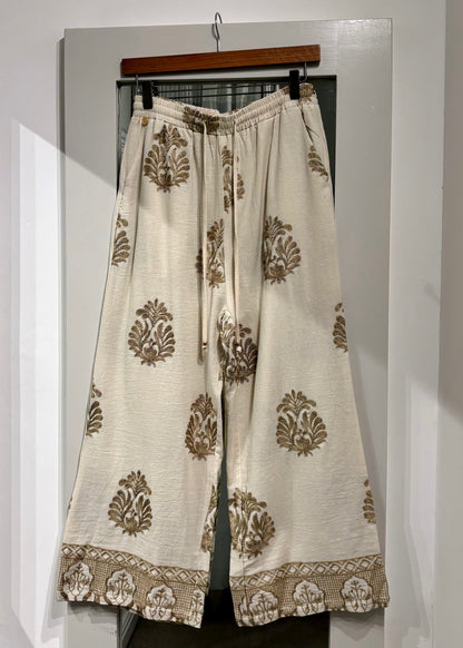 Cotton Trousers With Gold Embroidery