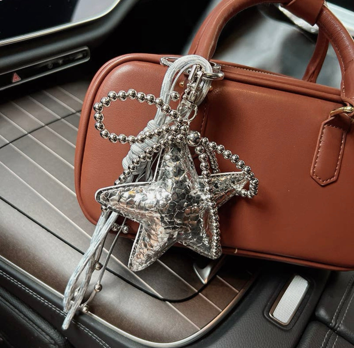 Silver Star Detailed Keychain