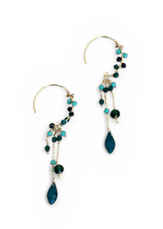 Handcrafted Gemstone & Crystal – 18K Gold-Plated Earrings In Jade