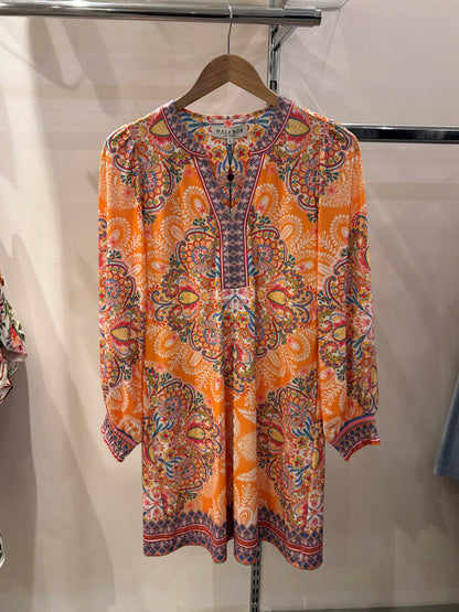 HALE BOB ORANGE PAISLEY JERSEY DRESS