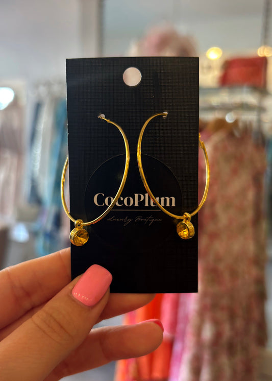 Yellow Jewel Hoop Earrings