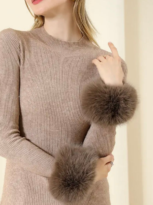 Faux Fur Cuffs In Brown