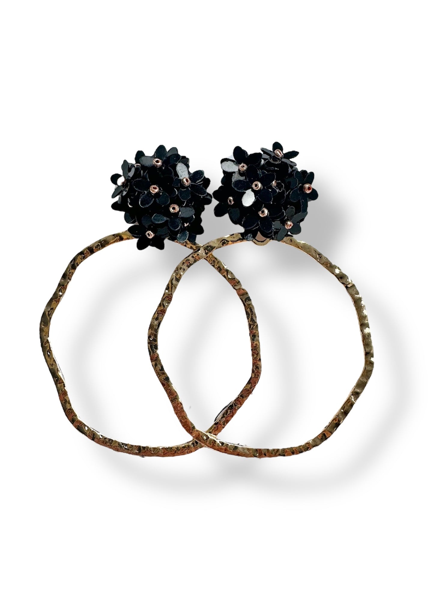 Black Daisy Hoop Earrings