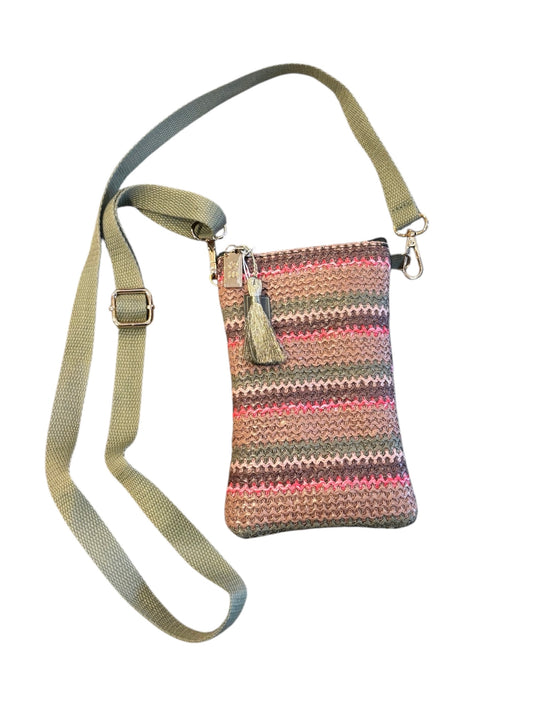 Mini Cross Body Bag In Khaki/Pink