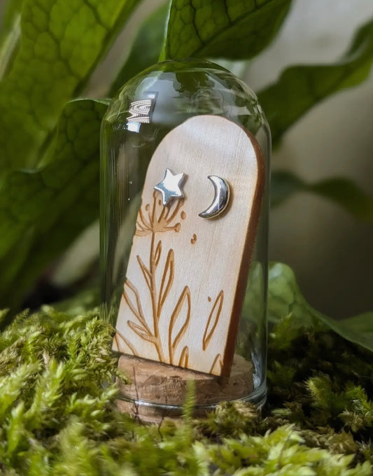 Moon & Star Sterling Silver Studs