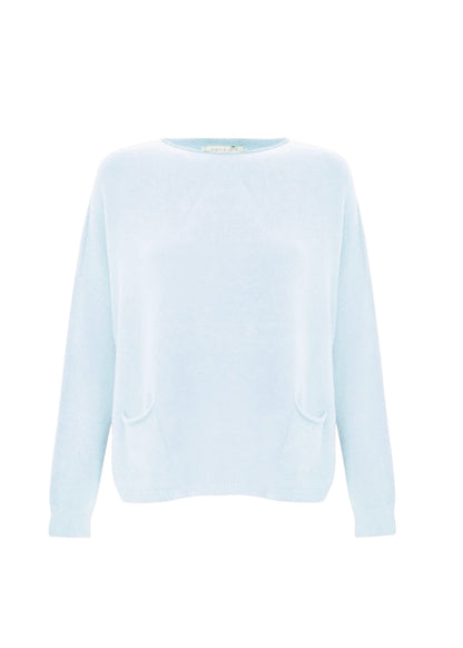 Amazing Woman Jodie Front Pocket Supersoft Knit Jumper In Pale Blue